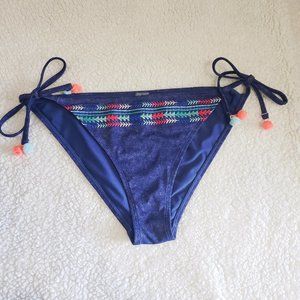 Aerie Navy Blue Tassel Swim Teeny Bottoms XL